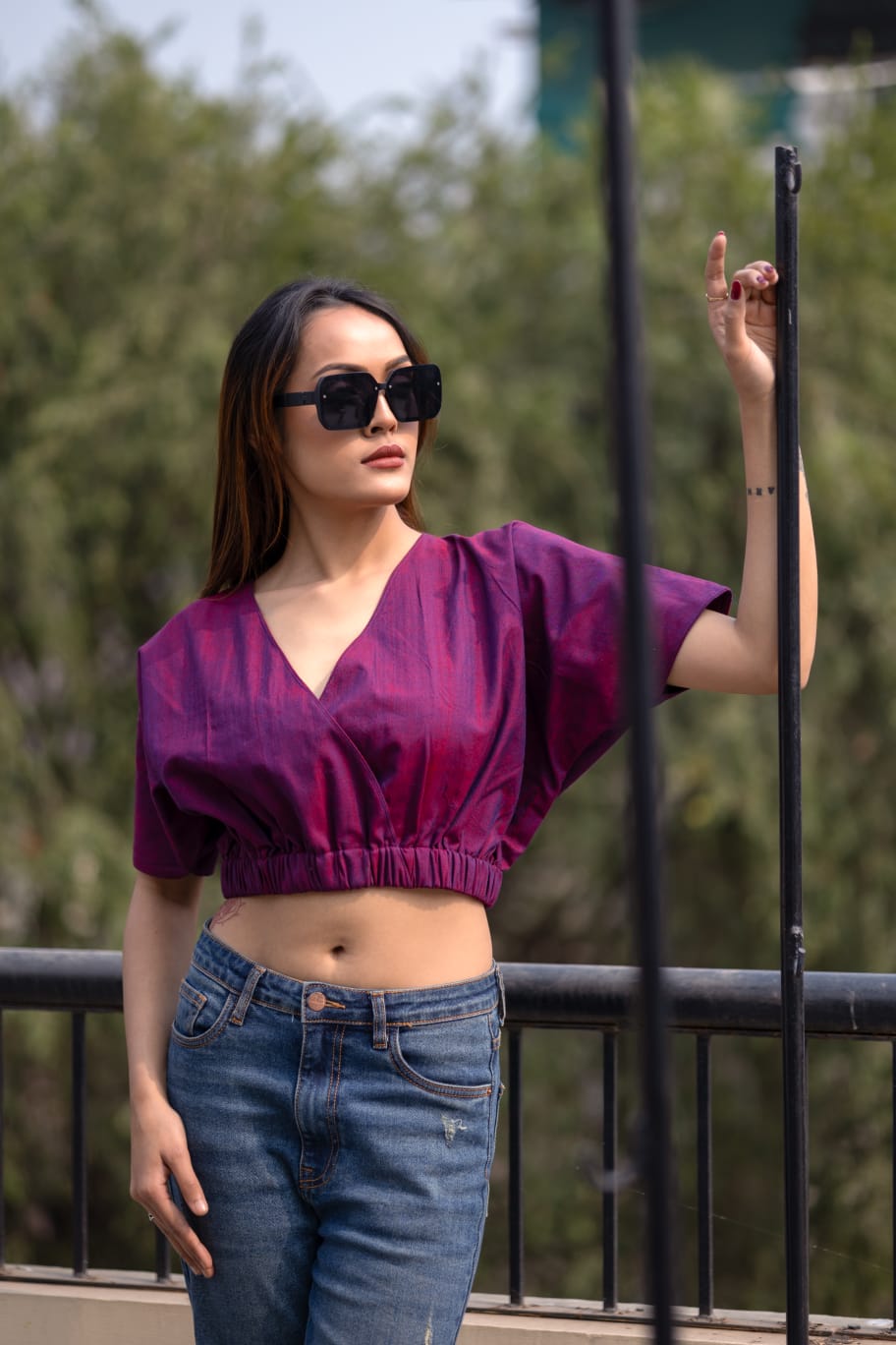 FLARED SLEEVE KAFTAN CROP TOP